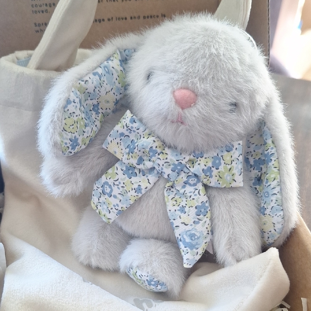 Floral Bow Plush Bunny